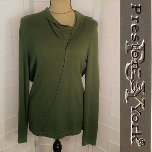 Preston & York Green Sweater with fold over collar